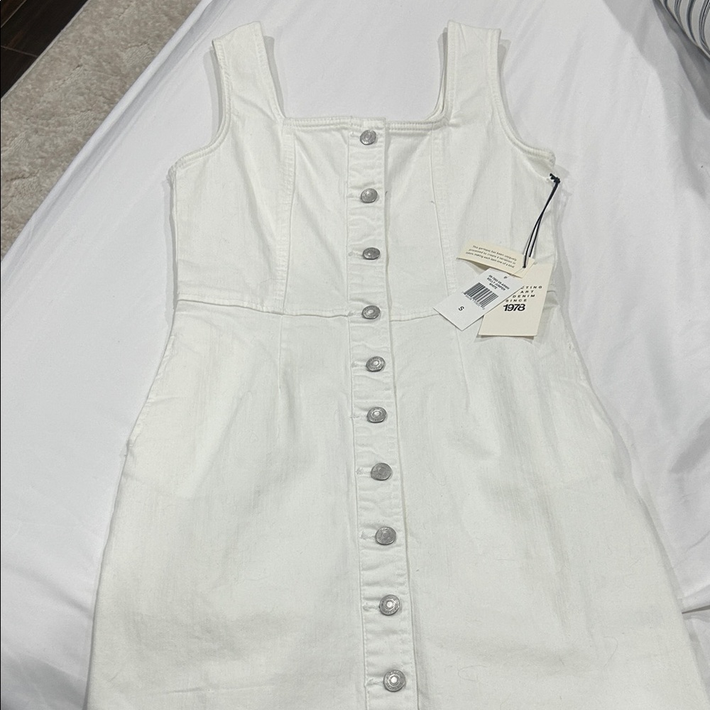 Jordache White Button-Front Mini Dress